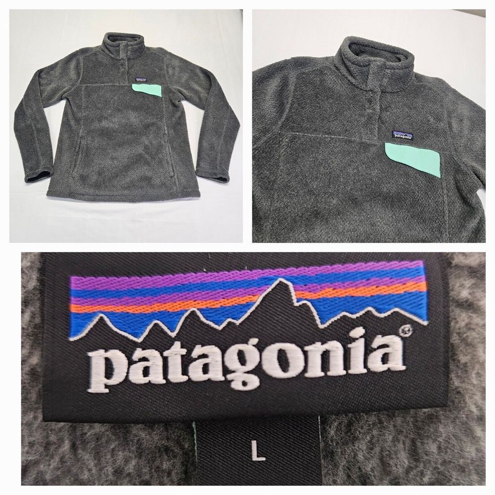 Patagonia‎ Womens Re-Tool Snap T Pullover Sweater Pockets Gray Polartec Sz. L